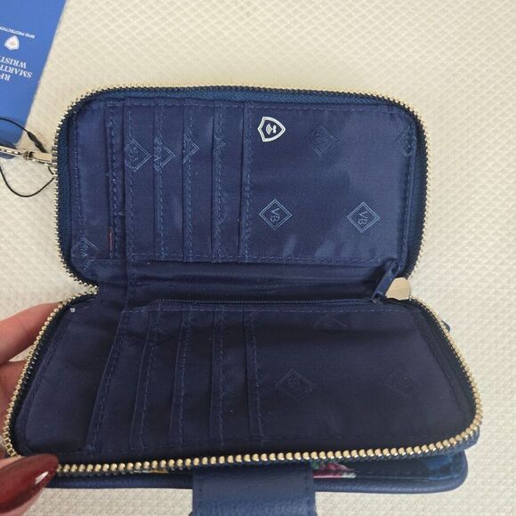 Vera Bradley RFID Smartphone Wristlet In Navy Blue Santiago Woven NEW - Picture 5 of 5